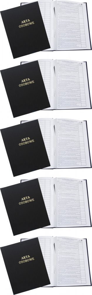 5x Teczka do akt osobowych Warta, A4, klejona, zadrukowana, ABCD, czarny