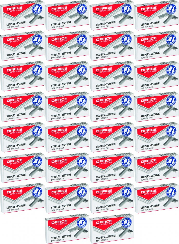 100x Zszywki Office Products 24/6, 1000 sztuk, srebrny