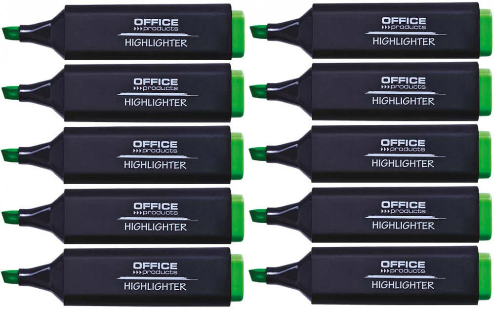 10x zakreślacz Office Products, ścięta, 1-5mm, zielony