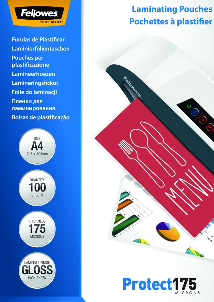 Folia do laminowania Fellowes, 216x303mm, A4, 2x175 μm, błyszcząca, 100 sztuk