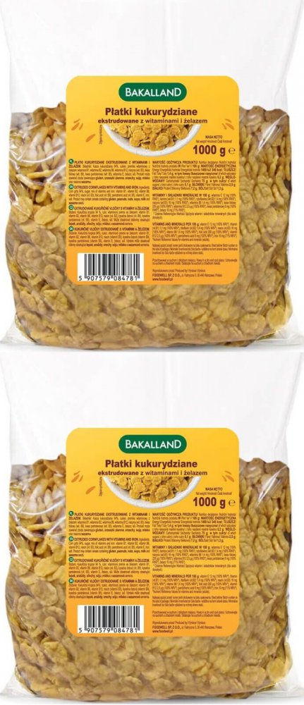 2x Płatki kukurydziane Bakalland, 1kg