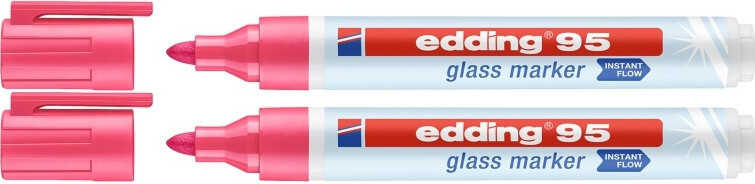2x Marker do powierzchni szklanych edding e-95, okrągła, 1.5-3 mm, różowy