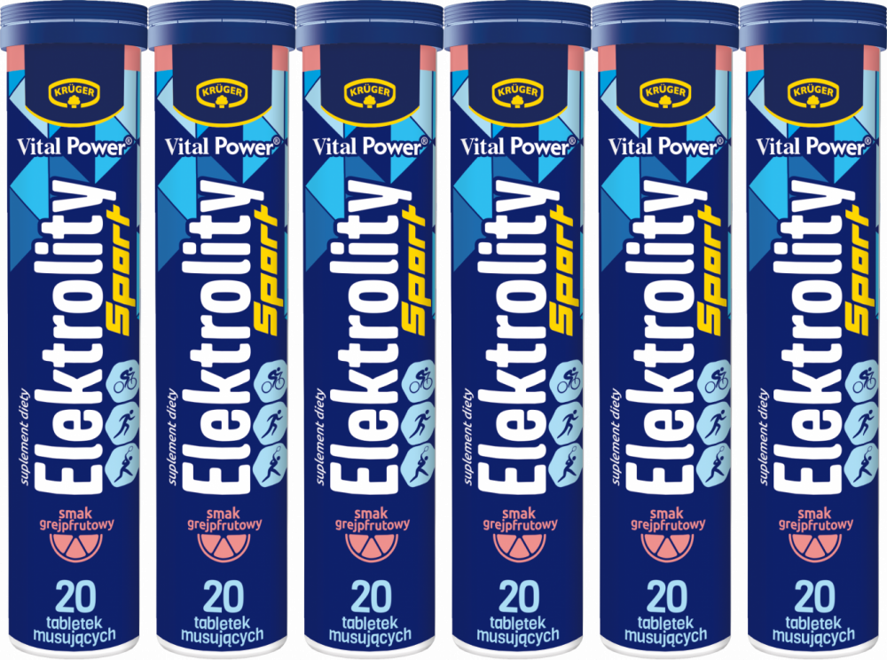 6x Tabletki musujące Vital Power Elektrolity Sport, owocowy, 86g, 20 tabletek