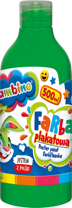 Farba plakatowa Bambino Zwierzaki Uczniaki, w butelce, 500ml, zielony