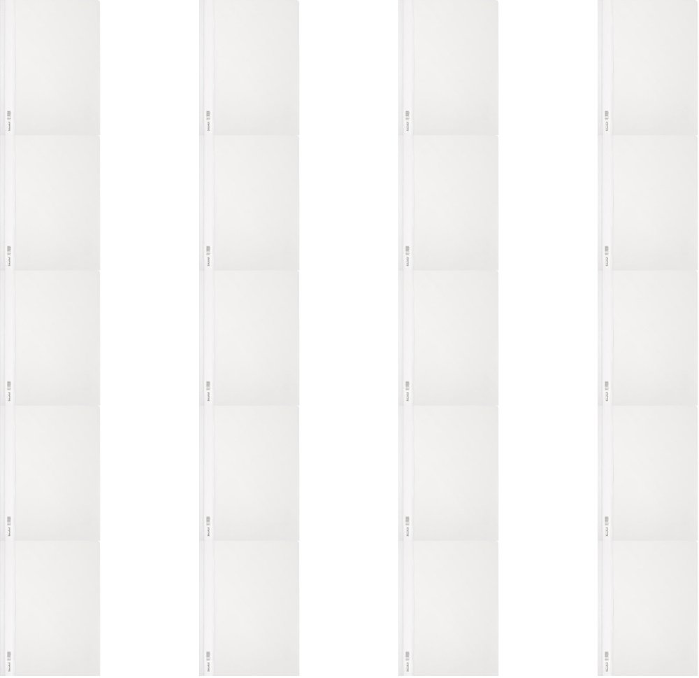 20x Skoroszyt plastikowy bez oczek Biurfol, twardy, A4, do 200 kartek, biały