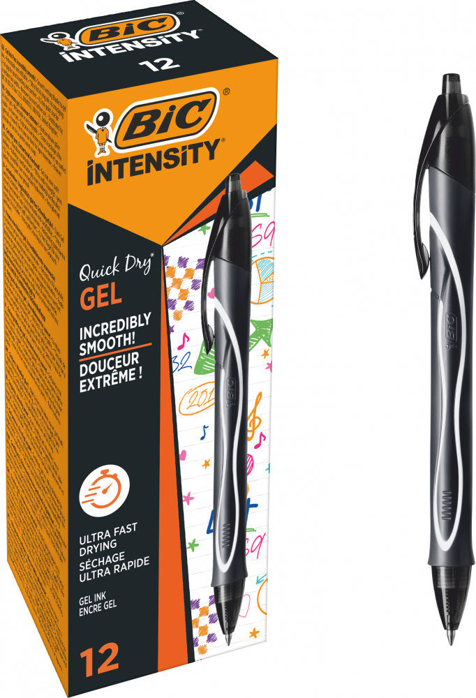Długopis żelowy Bic Gel-ocity Quick Dry, 0.7mm, 12 sztuk, czarny