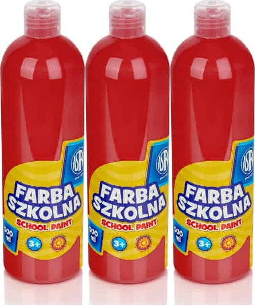 3x Farba plakatowa Astra, 500ml, czerwony