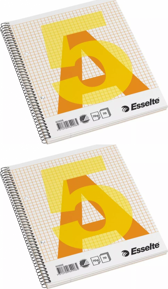 2x Kołonotatnik Esselte College, A5, w kratkę, 70 kartek