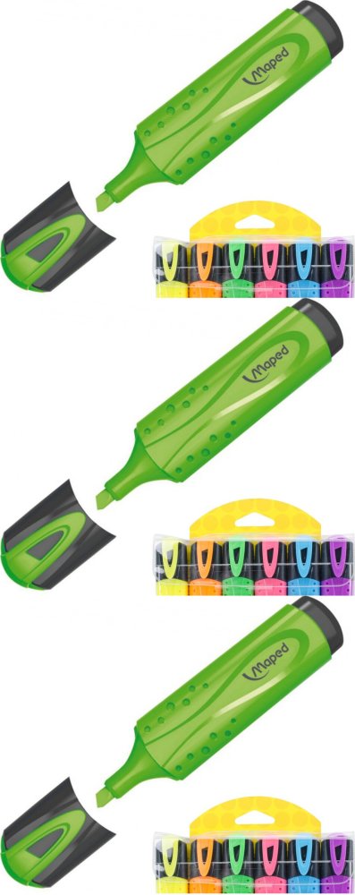 3x Zakreślacz Maped Fluo Peps, ścięta, 6 sztuk, 5mm, mix kolorów