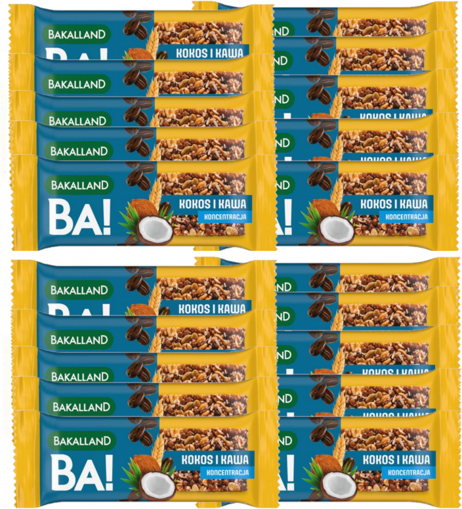20x Baton Bakalland Koncentracja, kokos i kawa, 35g