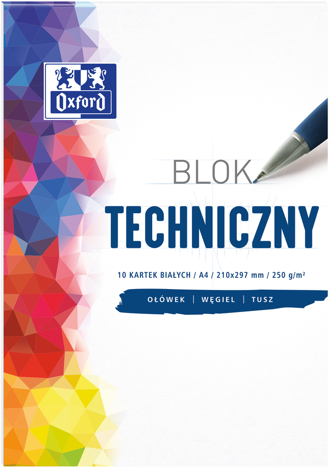 Blok techniczny Oxford, A4, 10 kartek, biały