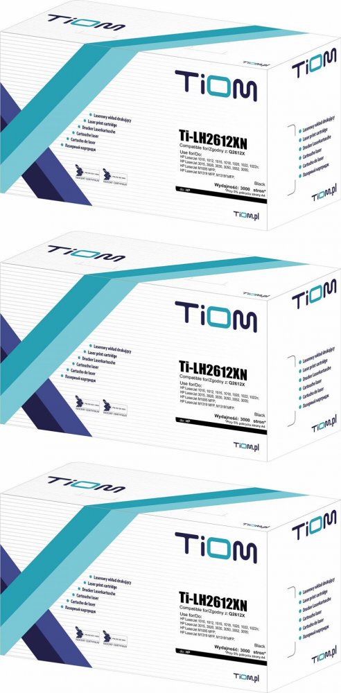 3x Toner Tiom Ti-LH2612XN (Q2612X), 3000 stron, black (czarny)