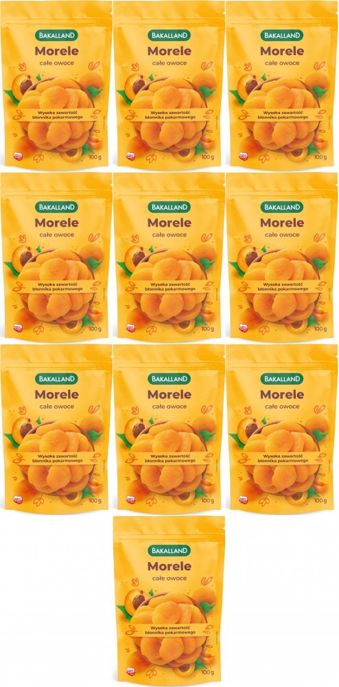 10x Morele suszone całe owoce Bakalland, 100g