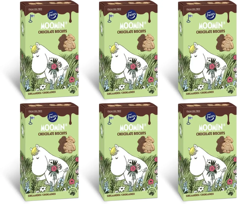 6x Herbatniki Fazer Moomin, z czekoladą, 175g