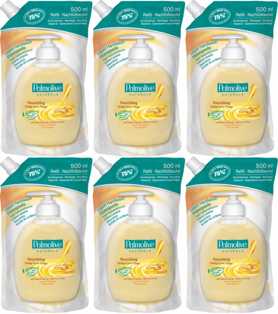 6x Mydło w płynie Palmolive, mleko i miód, zapas, 500ml