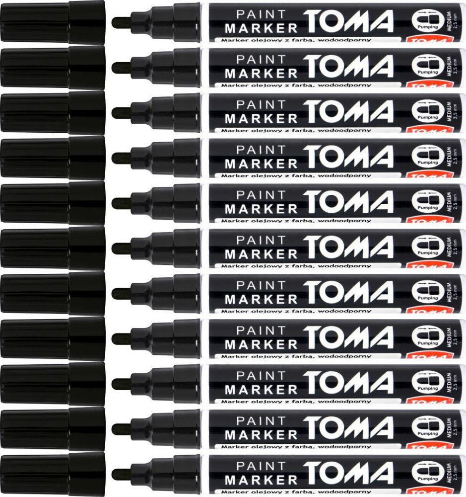 12x Marker olejowy Toma TO-440, okrągła, 2.5 mm, czarny