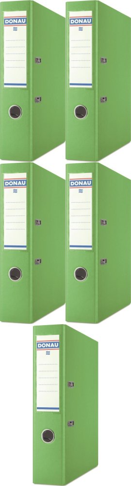 5x Segregator A4 Donau Master, szerokość grzbietu 75mm, do 500 kartek jasnozielony