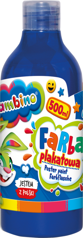 Farba plakatowa Bambino Zwierzaki Uczniaki, w butelce, 500ml, niebieski