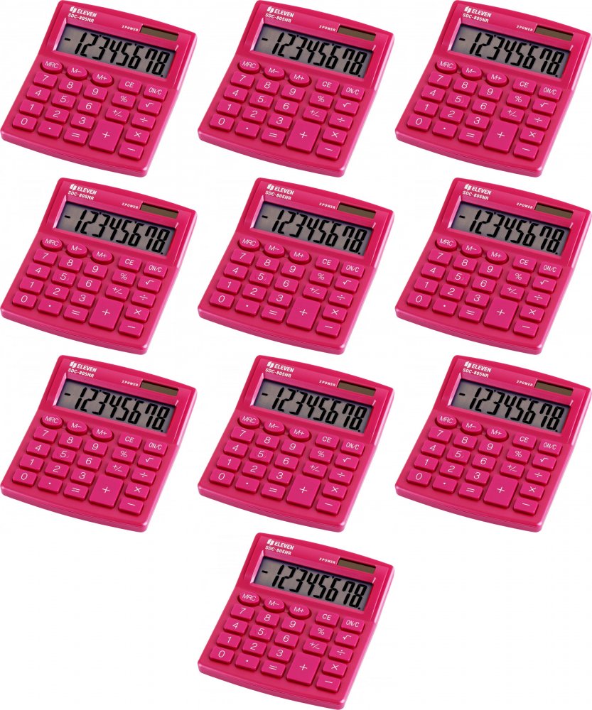 10x Kalkulator biurowy Eleven SDC-805NRPKE, 8 cyfr, różowy