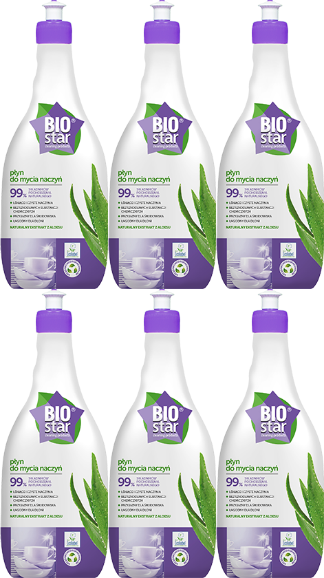 6x Płyn do naczyń BioStar, ekologiczny, aloes, 700 ml