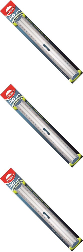 3x Linijka aluminiowa Maped Protect Sysytem, z uchywtem, 30cm, srebrny