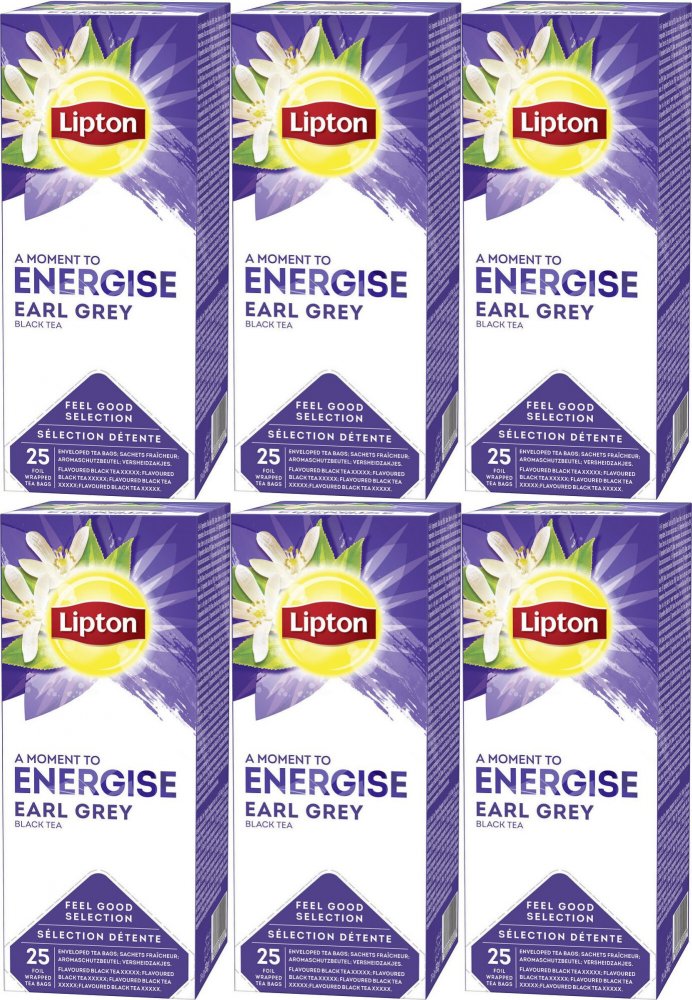 6x Herbata Earl Grey w kopertach Lipton Classic, 25 sztuk x 2g