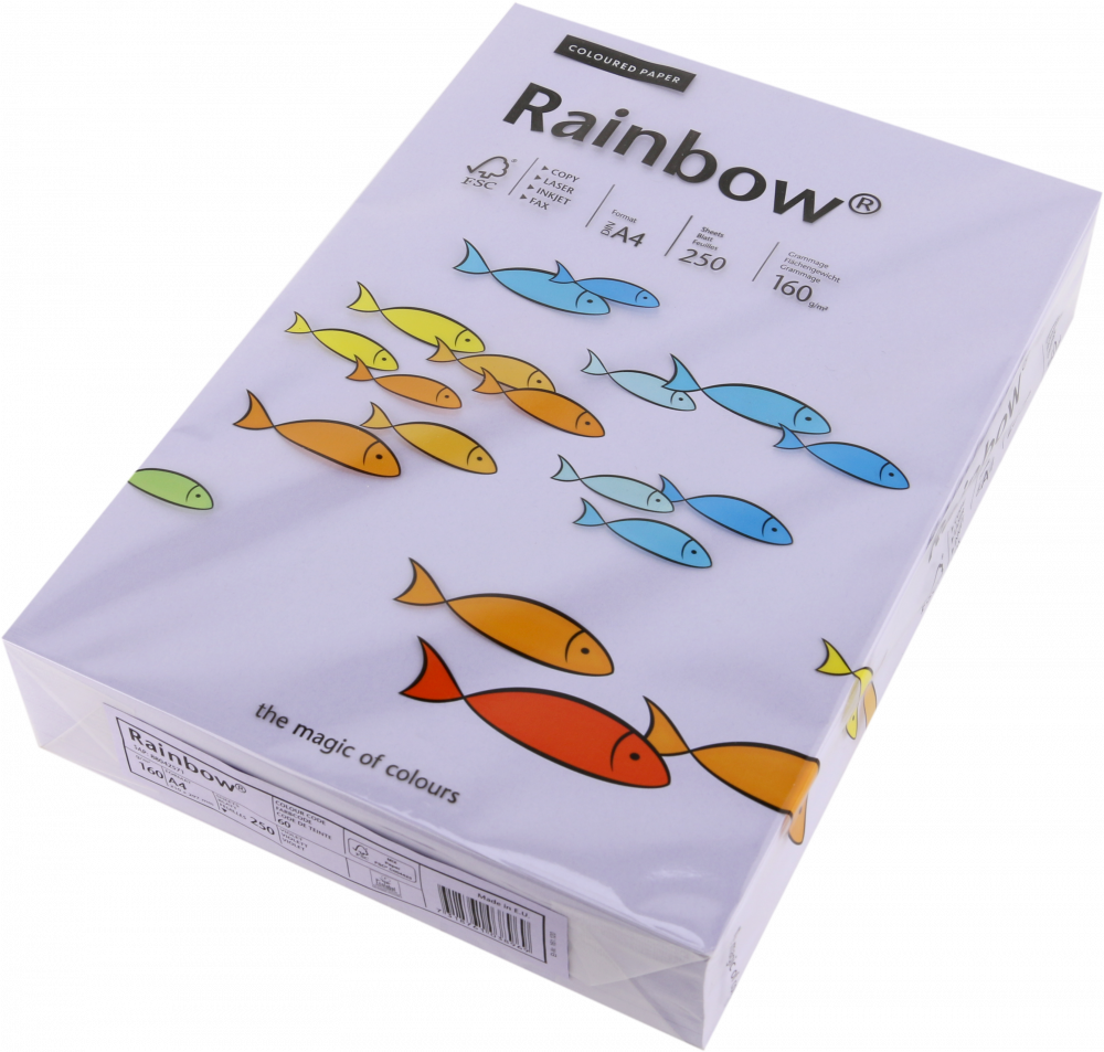 Papier kolorowy Rainbow, A4, 160g/m2, 250 arkuszy, fioletowy (R60)