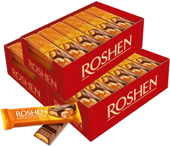90x Baton Roshen czekoladowy z nadzieniem karmelowym, 30g