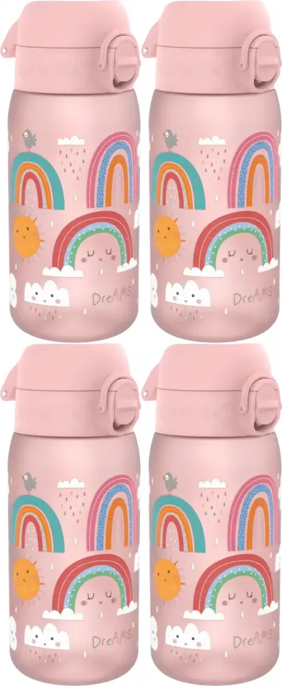 4x Bidon ION8 Rainbows, recyclon/tritan, 350ml, różowy