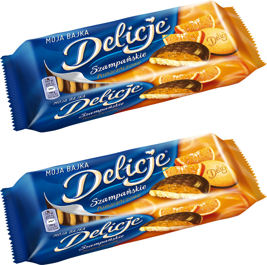 2x Ciastka Delicje szampańskie Mondelez, pomarańczowy, 147g