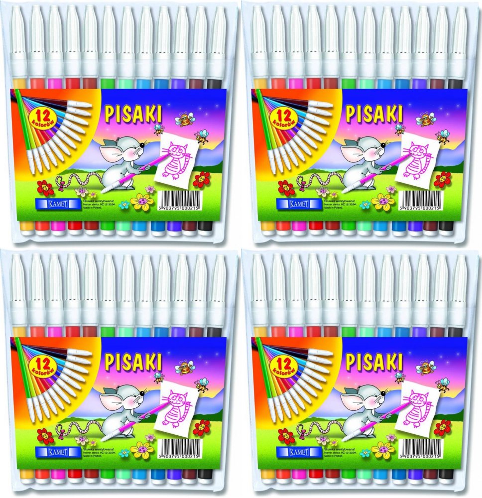 4x Pisak Kamet, okrągła, 12 sztuk, mix kolorów