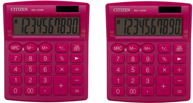 2x Kalkulator biurowy Citizen SDC-810NR, 10 cyfr, różowy