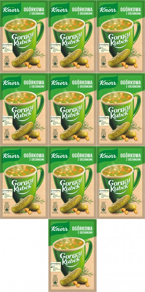 10x Zupa Knorr Gorący Kubek, ogórkowa z grzankami, 13g