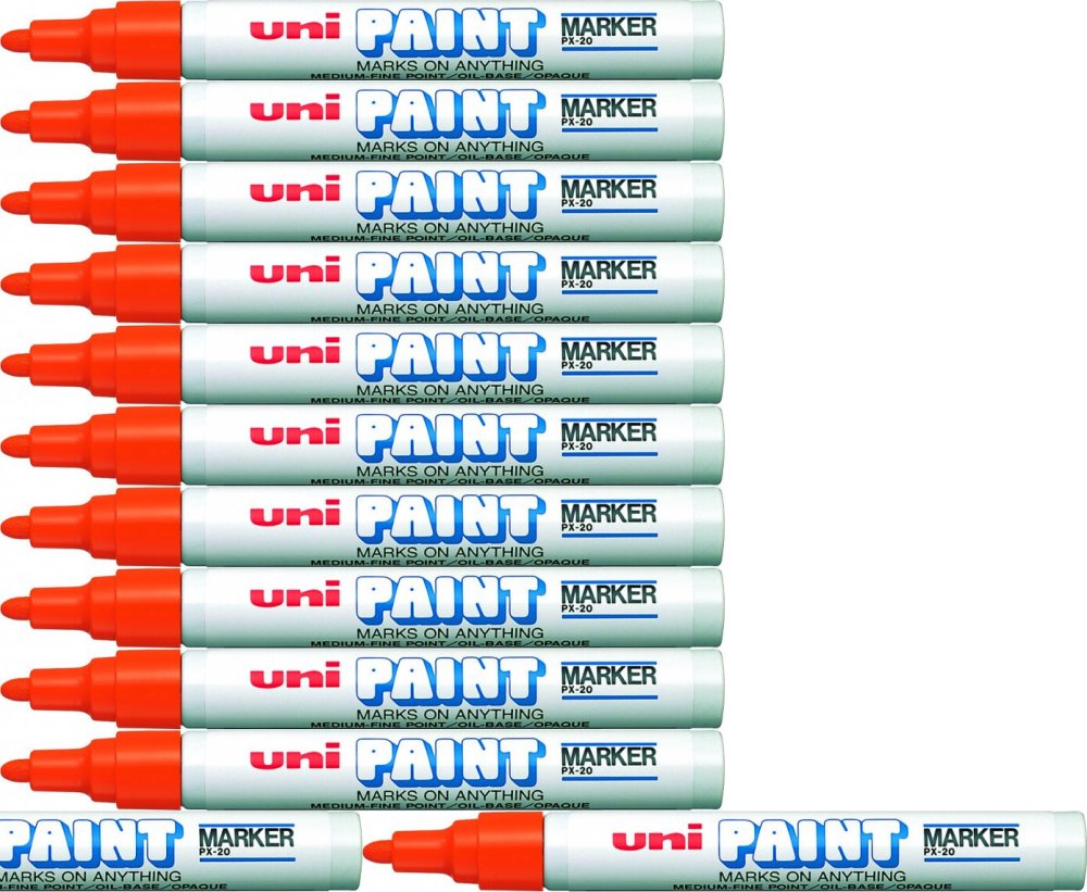 12x Marker olejowy Uni PX-20, okrągła, 2.2-2.8mm, pomarańczowy