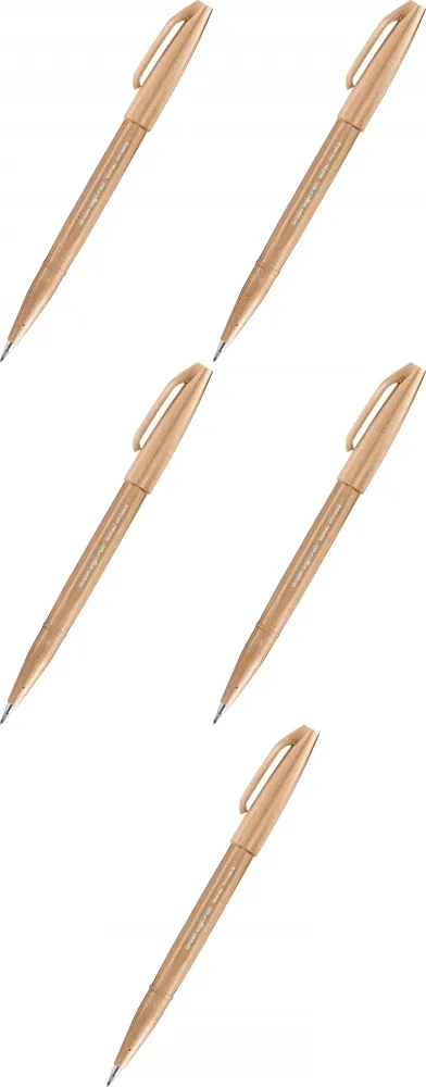 5x Pisak pędzelkowy do kaligrafii Pentel Brush Sign Pen SES15C, 2.07mm, jasnobrązowy