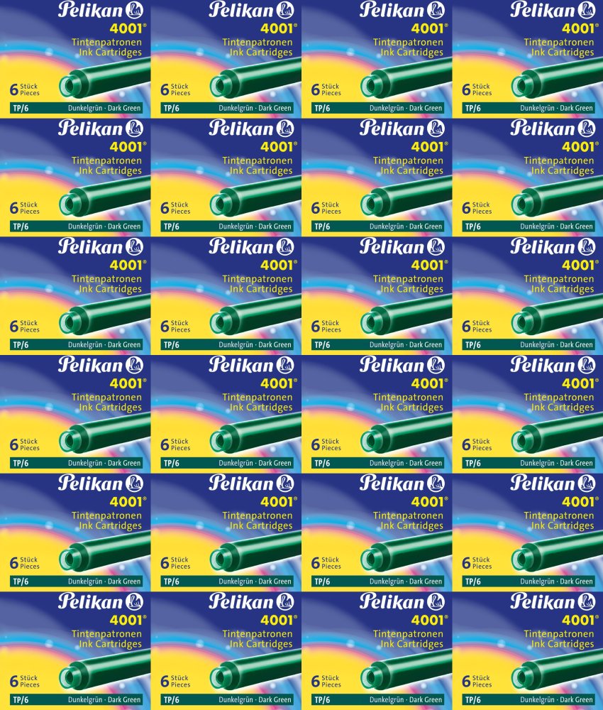 24x Naboje atramentowe Pelikan 4001, krótkie, 6 sztuk, zielony