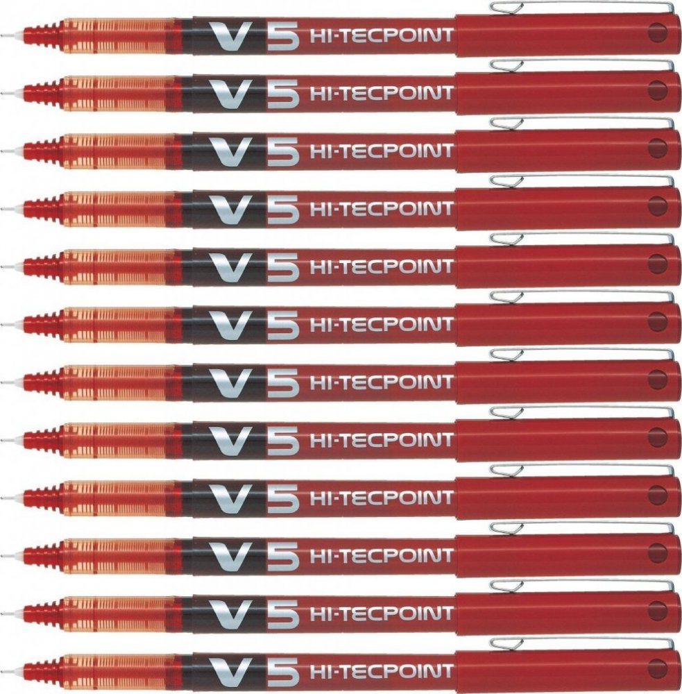 12x Cienkopis Pilot, BX-V5, 0.5mm, czerwony