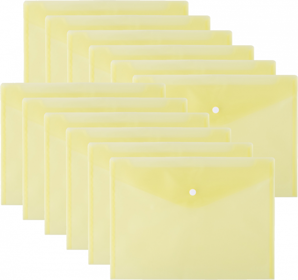 12x Teczka kopertowa D.Rect 5530, A4, na zatrzask, przezroczysty żółty