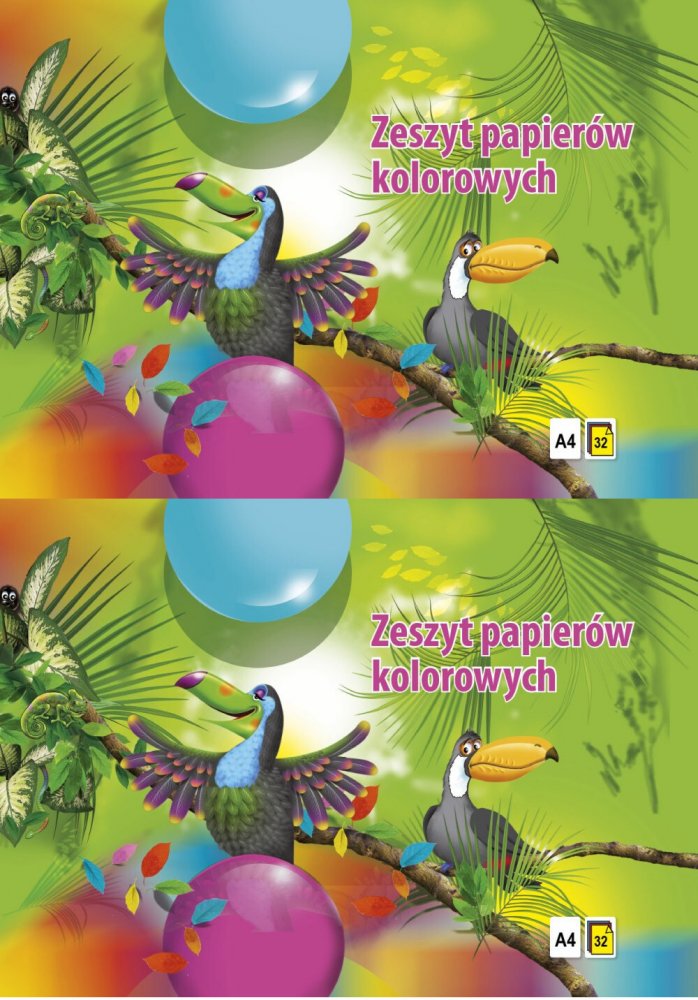 2x Zeszyt papierów kolorowych Kreska, A4, 32 kartki, mix kolorów