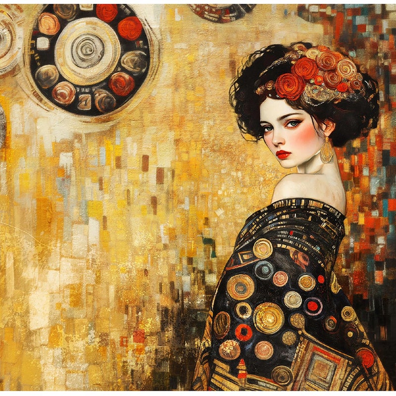 Fototapeta Kobieta w Stylu Klimta Sztuka 350x250 cm Tapeta Do Sypialni Salonu Kuchni Na Flizelinie
