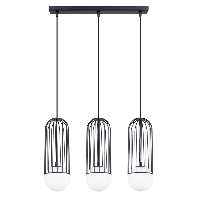 Lampa wisząca BRINA 3L czarna, nowoczesna - 54x12x115cm Sollux