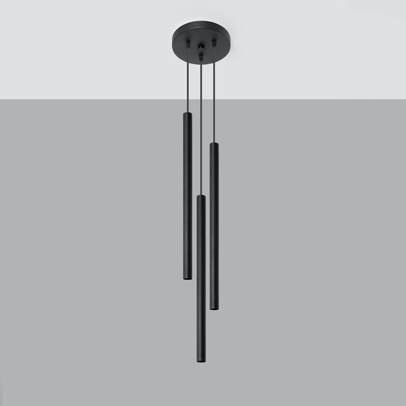 Lampa wisząca PASTELO 3P czarna, nowoczesna - 20x20x90cm Sollux