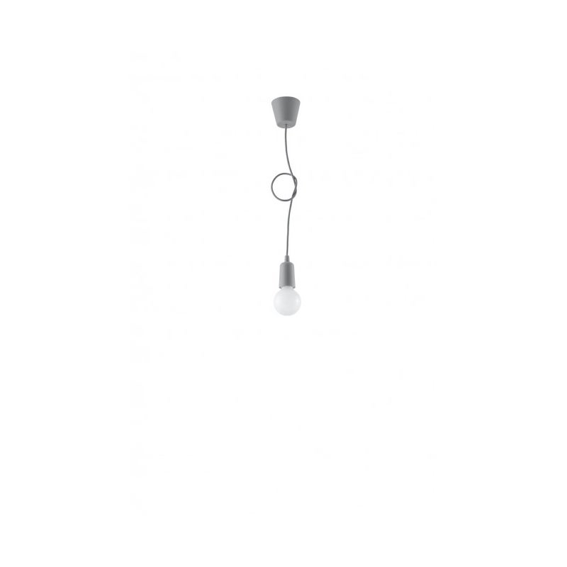 Lampa wisząca DIEGO 1 szara, nowoczesna - 9x9x90cm Sollux