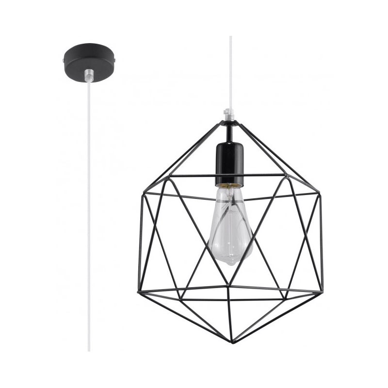 Lampa wisząca GASPARE czarna, industrialna - 30x30x132cm Sollux