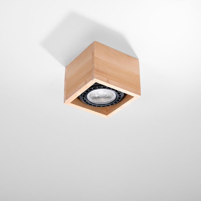 Plafon QUATRO 1 drewno naturalne, skandynawski - 14x14x10cm Sollux