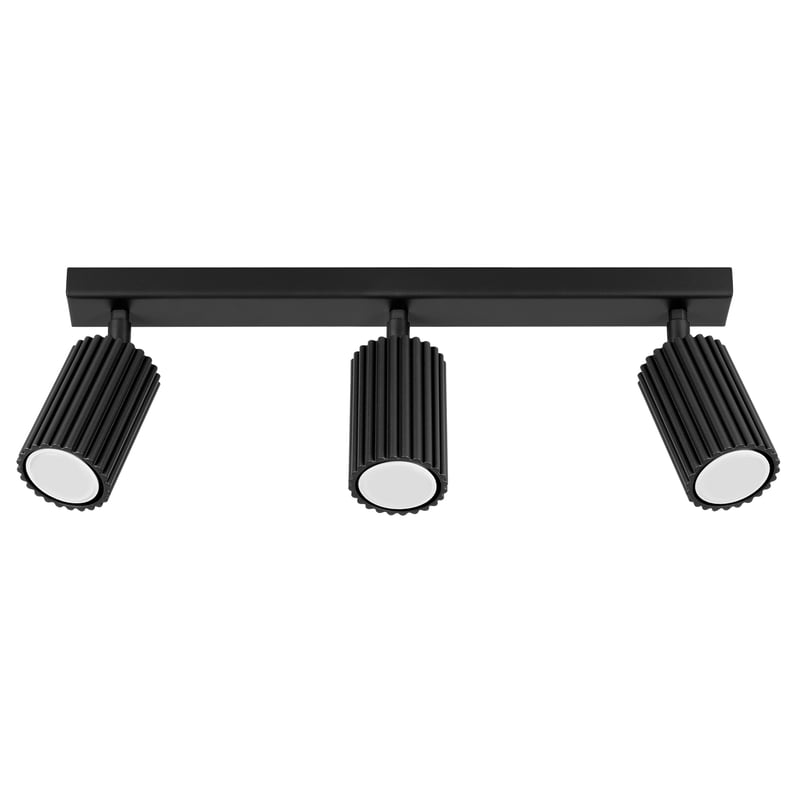 Plafon KARBON 3L czarny, minimalistyczny - 45x6.5x16.5cm Sollux