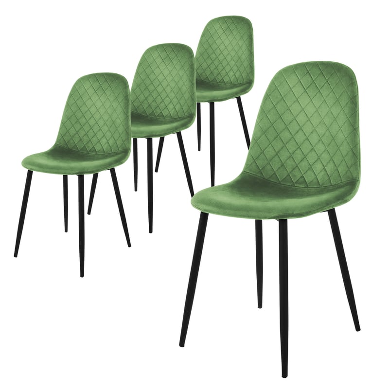 Zestaw 4 krzesel do jadalni ML-Design, szalwia, krzeslo kuchenne z aksamitnym obiciem, krzeslo do salonu z oparciem, tapicerowane krzeslo z metalowymi