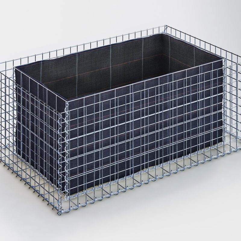 Prostokątna podwyższona donica gabionowa 130 cm x 50 cm x 80 cm (dł. x wys. x gł.), rozmiar oczek 5 x 5 cm, grubość ścianki 10 cm