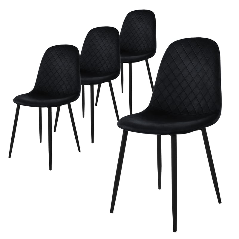 ML-Design zestaw 4 krzesel do jadalni, czarne, krzeslo kuchenne z aksamitnym obiciem, krzeslo do salonu z oparciem, krzeslo tapicerowane z metalowymi