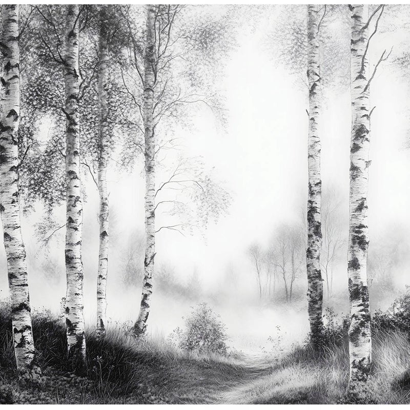 Fototapeta Las Czarno Biały Drzewa Natura 400x280 cm Tapeta Do Sypialni Salonu Kuchni Na Flizelinie